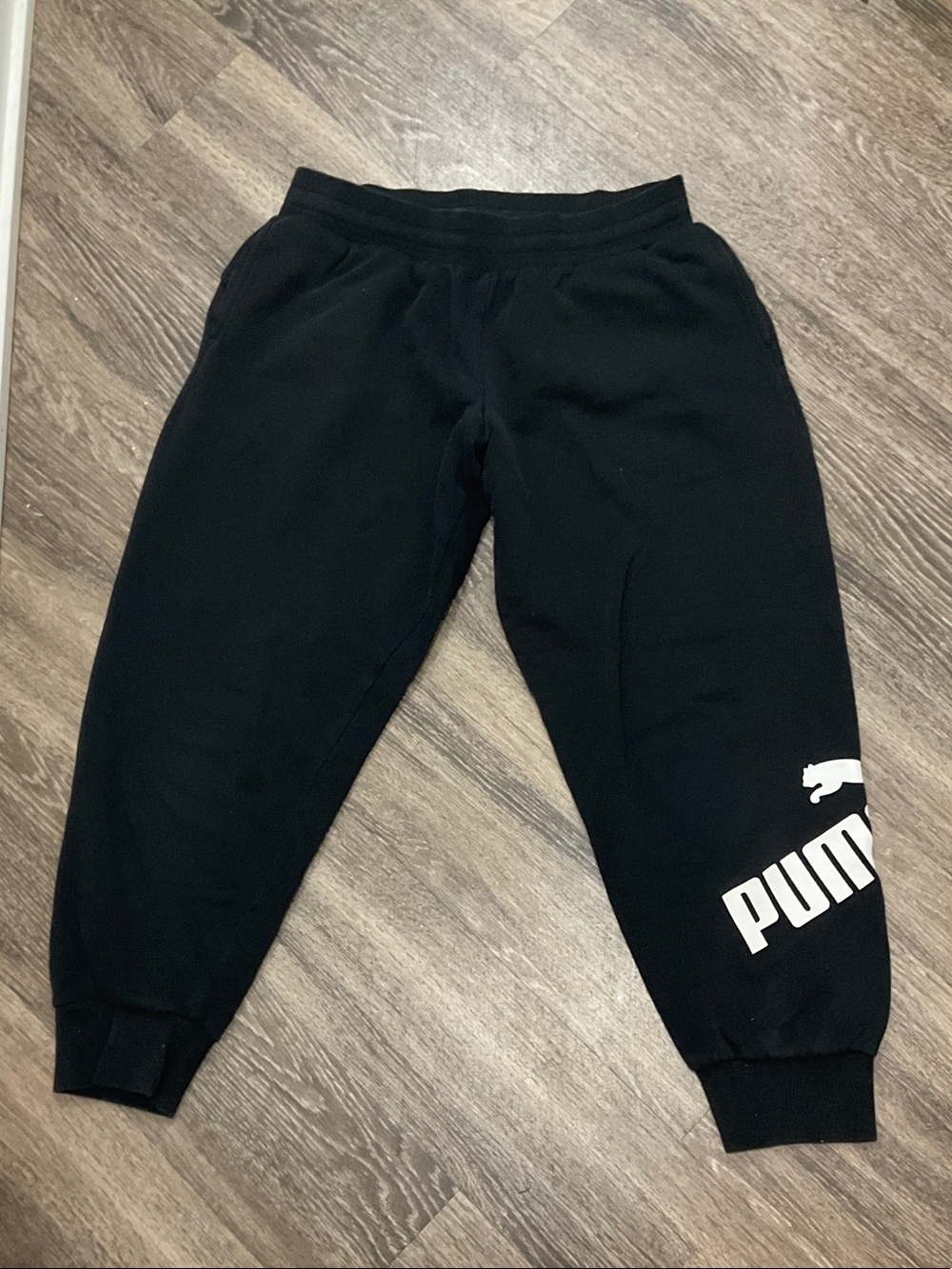 Puma Black Jogger Sweatpants with White Logo